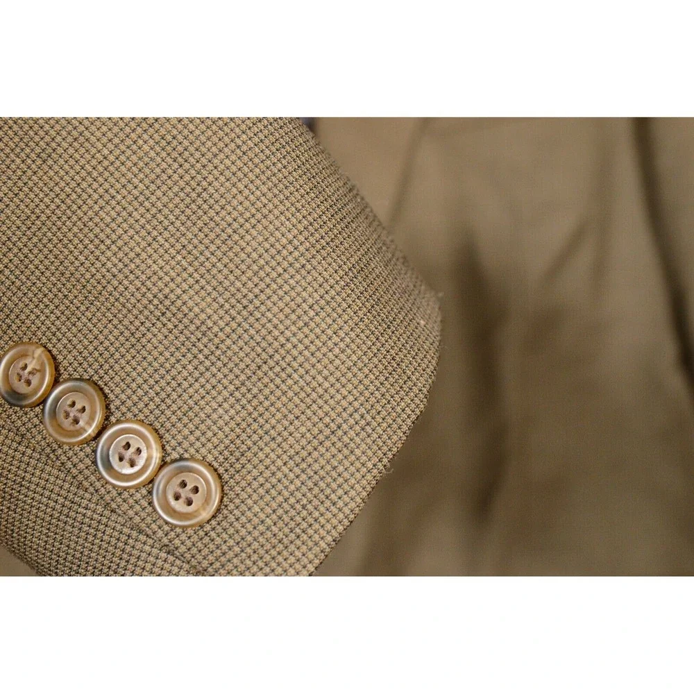 Burberry London Kensington Mens Wool Brown Houndstooth Sport‎ Coat Jacket 46 XLG